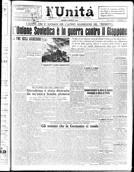 L'Unità : organo centrale del Partito comunista italiano